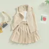 Clothing Sets FOCUSNORM 3 7Y Fashion Little Girl Summer Clothes 3pcs Solid Camisole Elastic Pleated Skirt Sleeveless Jacket Set 230307