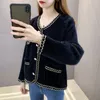 Women's Jackets Women's Jacket Imitation Mink Short Knitted Coat 2023 Fashion Spring Autumn Long-Sleeved Crew Neck Y91