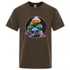 Herr t shirts trädgård av shrooms färgglada neon stil mode street tshirt män vintage lös bomullstoppar par sommarkläder överdimensionerad