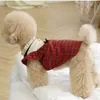 Robe pour animaux de compagnie ins style jupe de vêtements de chien à carreaux rouge col montant Noël vêtements pour animaux de compagnie chien