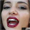 Grillz Dental Grills Hip Hop Persoonlijkheid FANTS TANTEN GOUD Sier Rose Grillz False Sets Vampire voor vrouwelijke mannen