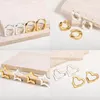 Stud Earrings Stainless Steel Hoop For Women Geometric Triangle Square Star Heart 2023 Trendy Jewelry Gifts