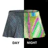 Gonne da donna Glow Rainbow Hip Hop Print Zipper Up Minigonna da sera Gonna da ballo