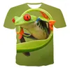Мужские рубашки летние 3D животных печати с короткими рукавами футболка для мужчин и женщин детская лягушка схема o-leck Street Sports Sports Tops.