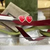 2023 New Luxury High Quality Fashion Jewelry for family double red blue heart-shaped love necklace ring bracelet enamel earrings