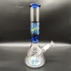 14 inch bedwelmende bongglas bongblauw blauwe doodle massa schilderen zware dikke dikke 9 mm dikte vriezer luxe waterpijp glazen bong dabber rig water rookpijp met 14 mm