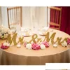 رسائل زينة الزفاف السيد Mrs Wooden Top Table Sign Decor Decor