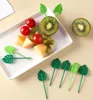 1set Turtle Leaf Fruit Fork Söt tecknad skola levererar lunch sallad dekoration stick bento mellanmål gaffel barn fest kakor