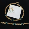 Blue Gold Contrast Necklaces Women Hollow Ring Charm Short Dangle Eardrop with Box