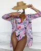 Dames badkleding 2pack bloemenprint bikini sets vrouwen diep v-hals achterless zwempak kimono zomer strand badkleding badkleding 230307
