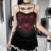 Women's Tanks Camis Goth Cross Print Lace Bodycon Crop Tops Camis Sexy Y2K Aesthetic Black Red Basic Corset Tank Top Summer Clothes for Women Girls 230307