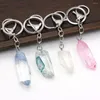 Keychains 1PC Natural Stone Key Chains Irregural Crystal Healing For DIY Jewerly Car Rings 25x35mm