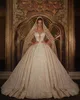 African Luxurious Said Mhamad Ball Gown Wedding Dresses Beaded Lace 3D Appliques Crystal Plus Size Bridal Gowns Custom Made