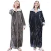 Damen-Nachtwäsche, Damen-Bademantel, Morgenmantel, männlich, weich, warm, Korallen-Fleece, langer Winter-Kimono, Flanell-Bademantel, Nachthemd