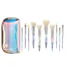 Beauty Items Make-up-Pinsel mit Griffen aus Kristallsplittern. Bling In Sela-Organizer-Tasche, hergestellt in China, mit einer Pinseltasche