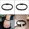 Perles Brins Chakra Lava Rock Bracelet En Cuir Cowe Tressé Hommes Guérison Ncing Bracelets Véritables Avec Magneticclasp Drop Delivery Dhaly