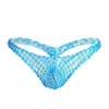 Underpants Breathable Mini Bikini Thongs Sexy Mens Grid Underwear Lingerie Male Cueca Fetish Gay Transparent Briefs Tanga Jockstrap Panties