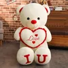 Plush Dolls 100cm Big I LOVE YOU Teddy Bear Plush Toy Lovely Huge Stuffed Soft Bear Doll Lover Bear Kids Toy Birthday Gift For Girlfriends 230307