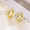 Orecchini a cerchio LOOXI Gold Chic O a forma di ottone intrecciato per le donne Zircone Vintage Heart Textured Chunky Ear Rings Gioielli minimalisti