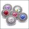 Charms Colorf Crystal Sier Color Snap Button Flower Women smyckesfynd PET ÄLSKADE RHINESTONE 18mm Metal Snaps Buttons Diy Bracele DHJ06