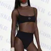 Hög midja baddräkt med brevmärke svarta kvinnor bikini set sexig sling badkläder för kvinnor