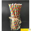 500pcs Rainbow Paper Straws Biodegradable Paper Drink