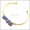 Manschett Druzy Gemstone Armband för kvinnor flickor handgjorda guldtråd vävda hiss av trädläkning chakra kristall vänskap armband charms d dhj7t