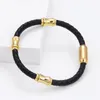 Charm Bracelets High Quality Stainless Steel Accessory Jewelry Classic Men Woven Leather Bangles Bracelet For Women 2023