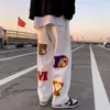 Jeans masculinos 2023 letra bordando bordados masculinos da rua y2k tendência de hip-hop calças de perna larga casual retro selvagem reta