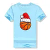 Magliette da uomo Natale Palla da basket Cappello da Babbo Natale Regali di Natale Ragazzi Uomini T-shirt Novità Regalo Amante Sport Estetico Top Graphic Tee