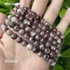 Beaded halsband naturliga en mörkrosa turmalin 6mm 8mm slät runda lösa pärlor för smycken som gör DIY -armband halsband gratis shippin 230306