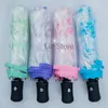 Parapluie automatique Transparent en fleurs de cerisier, 3 plis, coupe-vent, pour femmes et filles, parapluie pliable Sakura Transparent, TH0818