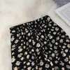 Skirts Retro Print High Waist Women Side Slit Pleated Design Midi Skirt Female Spring Summer Hip Wrap A-line All-match