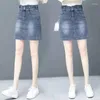 Jeans feminina mulher retro jeans shorts saia feminina de rua de verão feminina curta damas casuais All Match Elastic A-Line G80