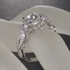 Nu Sterling Sier Engagement Wedding Bruid Sieraden 2ct Princess-Cut Square Diamond Ring Vrouwen drie zijstone CZ Ring