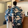 Casual shirts voor herenpaar Japans Harajuku Oversized korte mouw voor mannen vrouwen Hawaiiaanse print bloem geometrische streetwear 230306