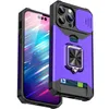 Kamerans skyddsfodral för iPhone 15 14 13 12 11 XS XR X 8 7 Pro Plus Max Card Slot Telefon Ring Stuffsäker Case Fundas Samsung