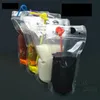 Drink Pouches Bags Clear frosted Zipper Stand-up Plastic Drinking Packaging Bag with straw with holder 500ml