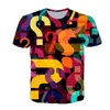 メンズTシャツ3D質問マーク男性と女性のための子供向けファッションカジュアルトレンドパーソナリティTシャツヒップホップ通気性
