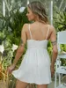 Robes décontractées Tellshun français col en v blanc robe d'été pour les femmes 2023 Spaghetti sangle a-ligne dames vacances plage élégante fête