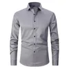 Men's Casual Shirts Slight Elasticity Long sleeved Business Shirt Solid Color Slim Non Iron Dress Plus size 230306