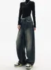 Pantalon taille plus femme Vintage Streetwear coréen Baggy Cargo Jeans taille haute droite jambe large Denim pantalon fée Grunge Alt vêtements 230306