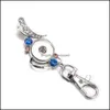 Llaveros Noosa Botón a presión Joyas Beautif Cadenas de oro Cristal 18Mm Llaveros Llavero con cordón para mujeres Entrega de la gota Dhlq3