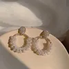Fashion Luxury Design Chandelier Baroque Geometric Round Circle Drop Earring Handmade Pearls Shiny Diamond Dangle Earrings Party Jewelry Unusual Gifts For Women
