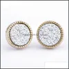 Charm Sier Ice Out High Diamond Cluster Zircon Round Skruv Back Earrings Men och Women Hip Hop Jewelry Drop Delivery Dhmuk