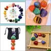 Loose Gemstones 7Pcs/Set Reiki Seven Chakra Healingnatural Stone Tumbled Irregar Polishing Rock Quartz Yoga Energy Bead Decoration D Dh4Gk