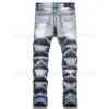 Jeans pour hommes Ripped Hole Hommes Été Automne Mode Peinture Imprimer Stretch Slim Skinny Pantalon Polyvalent Mâle Droit Casual Streetwear