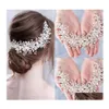 Coiffures Cristaux Perles Couronne De Mariée Tiara Accessoires De Cheveux De Mariage Femmes À La Main Bandeau Ornements Femme Coiffure De Bal Cheveux Dhjbf