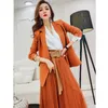 Two Piece Dress Plus Size Women's Suit Blazer Long Jacket Mesh es Set With Belt Elegant Women Winter Coat Sets 230307