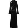 Casual Dresses French Style Autumn Winter Velvet Long Dress Women Flying Sleeve Slim High Waist Diagonal Collar Party